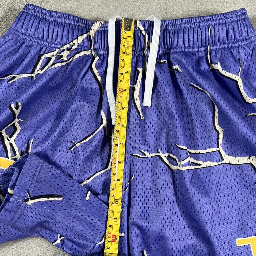 Inaka Power Gym Shorts Men's Size Large Purple Mesh Lightning Graphic Print Rare